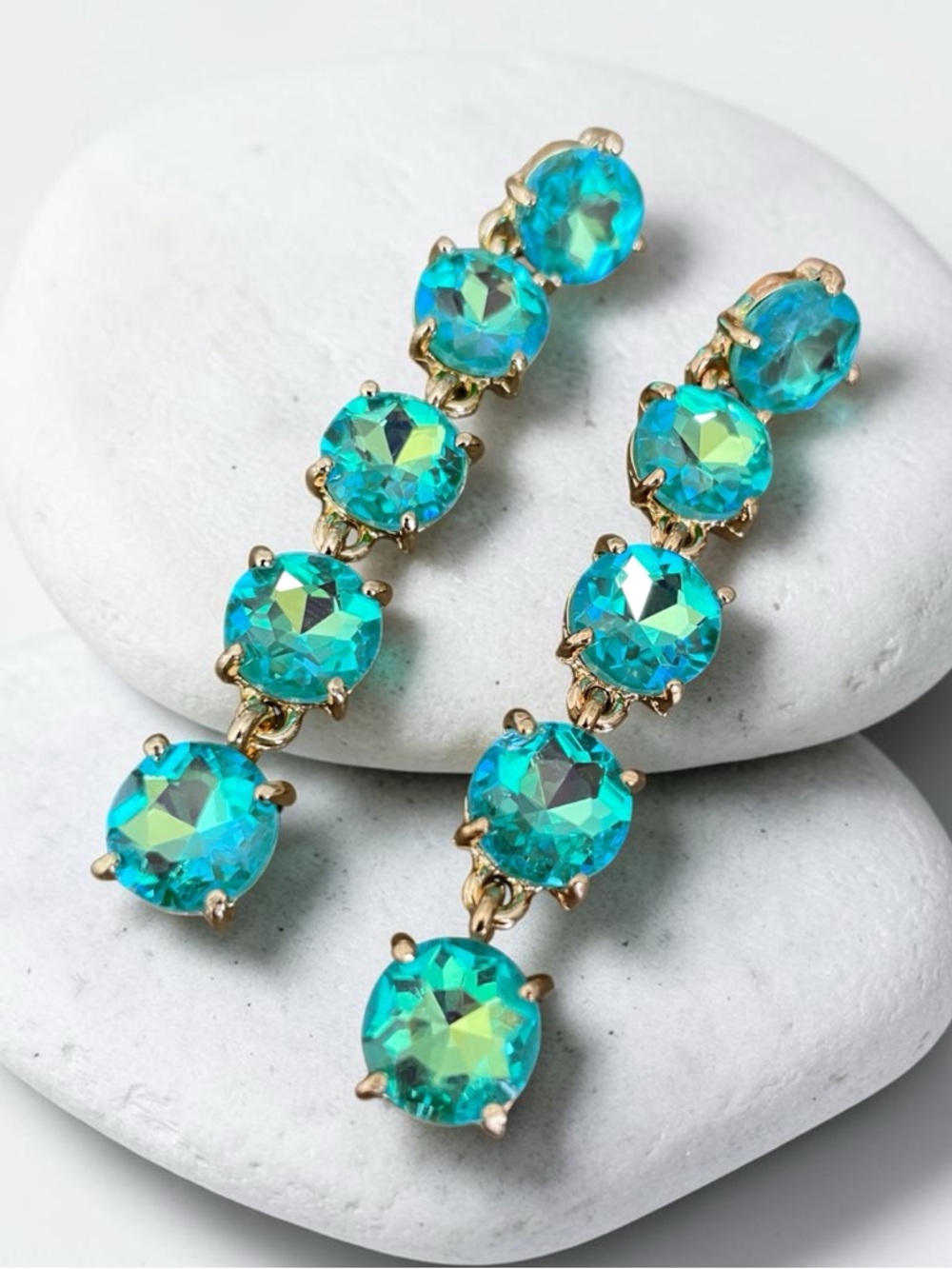 Summer Gems Aqua Crystal Drop Earrings